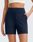 Phaedora - Hoge taille shorts voor dames met diepe zakken