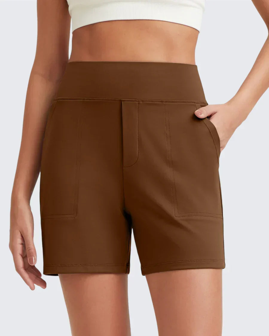 Phaedora - Hoge taille shorts voor dames met diepe zakken