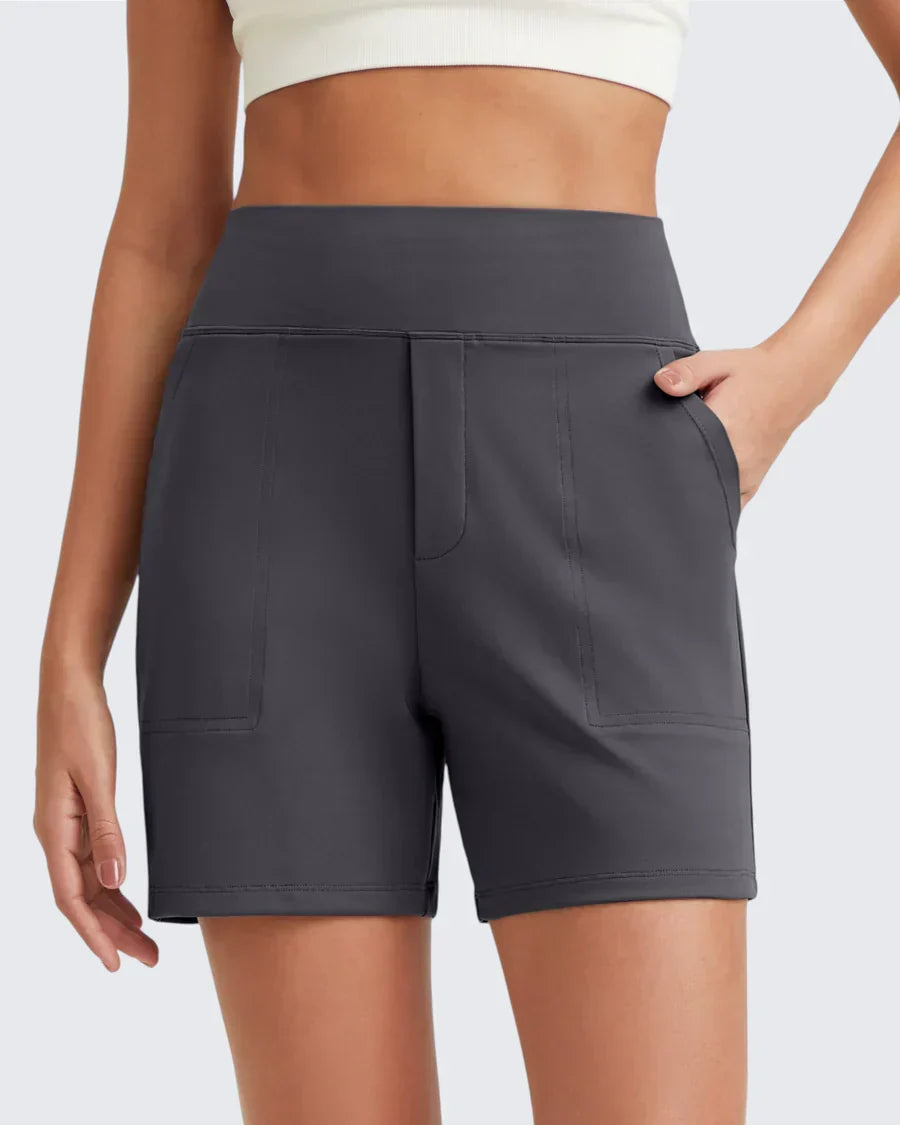 Phaedora - Hoge taille shorts voor dames met diepe zakken