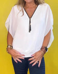 Morena - Zip-up Neck Casual Top