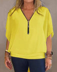 Morena - Zip-up Neck Casual Top