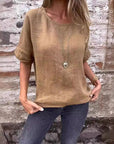 Kira - Casual blouse van katoen en linnen