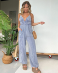 Anja - Denim Deep V-Hals Jumpsuit voor Vrouwen