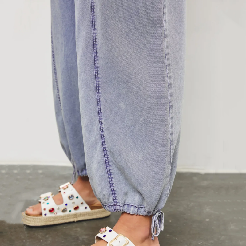 Anja - Denim Deep V-Hals Jumpsuit voor Vrouwen