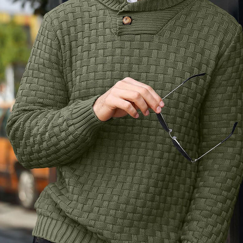 Mirko - Heren Trui Met Textuur en Hoge Kraag Elegant