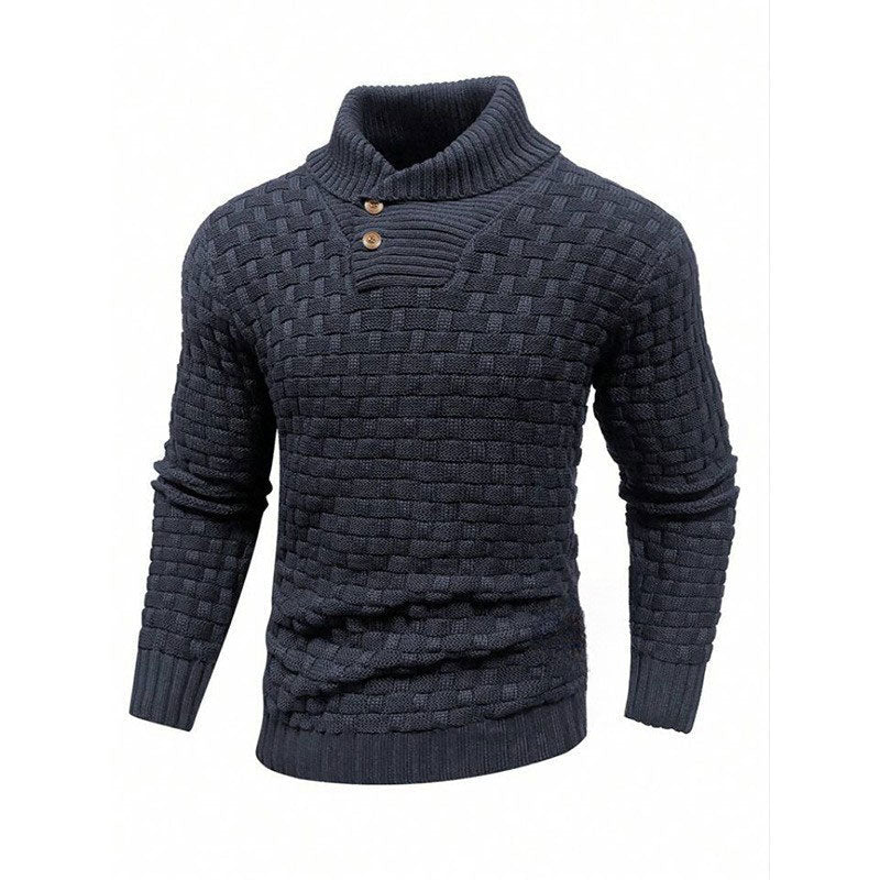 Mirko - Heren Trui Met Textuur en Hoge Kraag Elegant