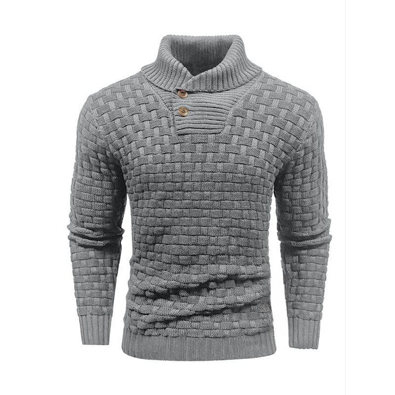 Mirko - Heren Trui Met Textuur en Hoge Kraag Elegant