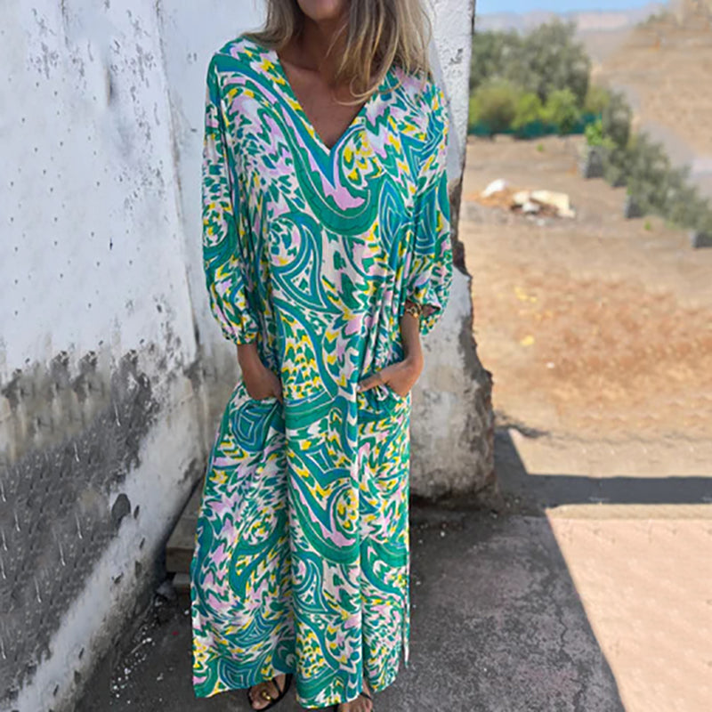 Herminie - Elegante Maxi jurk met prachtige zomerprint voor dames