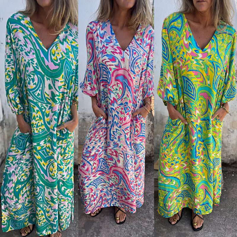 Herminie - Elegante Maxi jurk met prachtige zomerprint voor dames