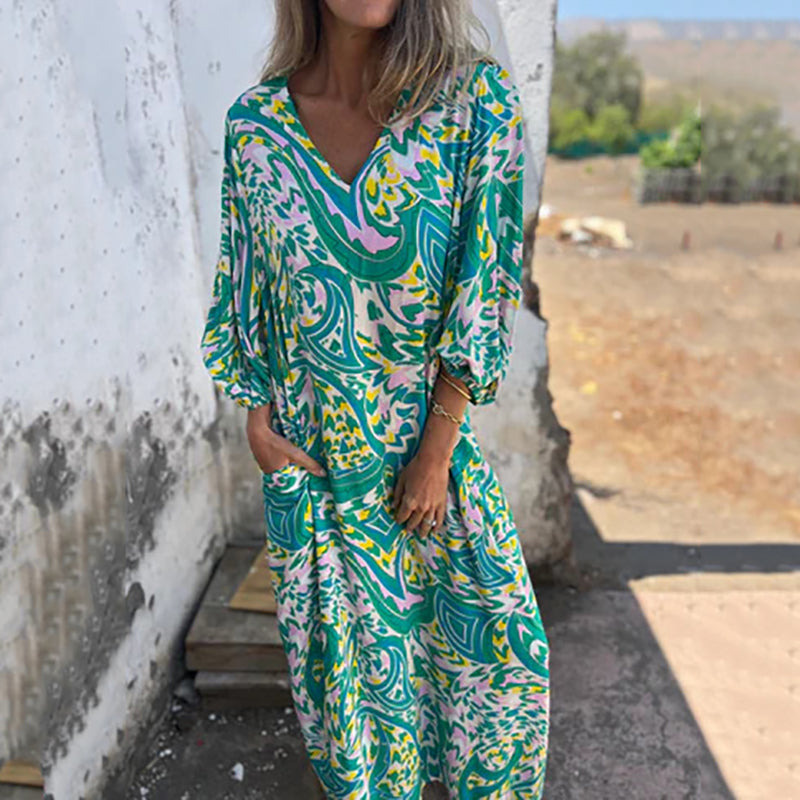 Herminie - Elegante Maxi jurk met prachtige zomerprint voor dames