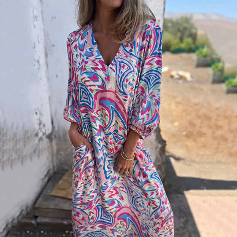 Herminie - Elegante Maxi jurk met prachtige zomerprint voor dames