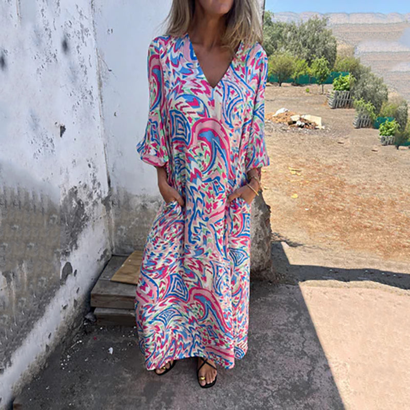 Herminie - Elegante Maxi jurk met prachtige zomerprint voor dames