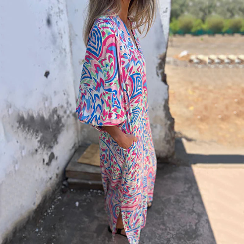 Herminie - Elegante Maxi jurk met prachtige zomerprint voor dames