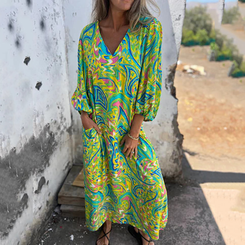Herminie - Elegante Maxi jurk met prachtige zomerprint voor dames