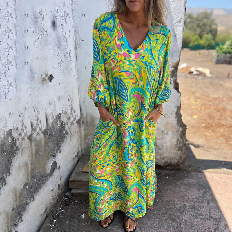 Herminie - Elegante Maxi jurk met prachtige zomerprint voor dames