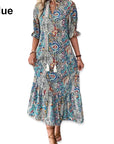 Esther - Elegante V-hals bloemenprint boho jurk voor dames