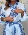 Mylene - Geprinte playsuit met strikceintuur