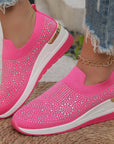 Azelisse - Dames instappers met strass en plateauzool