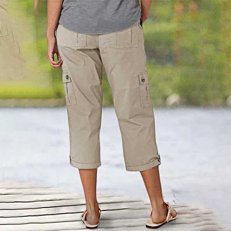 Ophiria - Dames capri cargo broek met meerdere zakken, casual pasvorm