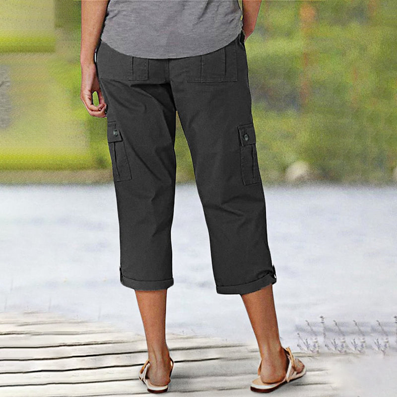 Ophiria - Dames capri cargo broek met meerdere zakken, casual pasvorm