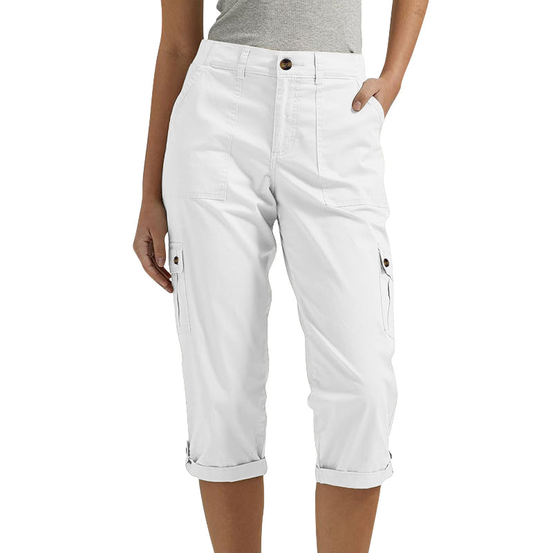 Ophiria - Dames capri cargo broek met meerdere zakken, casual pasvorm