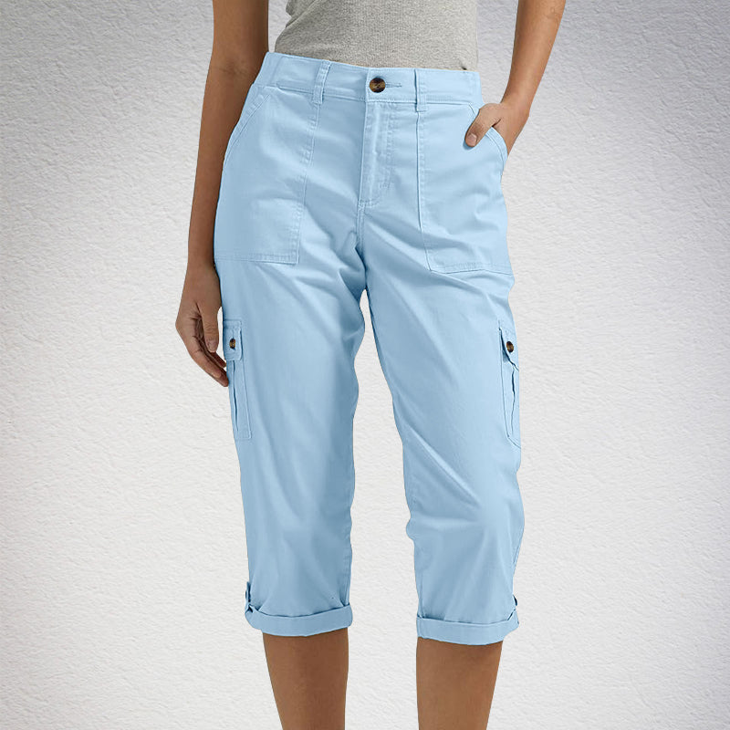 Ophiria - Dames capri cargo broek met meerdere zakken, casual pasvorm