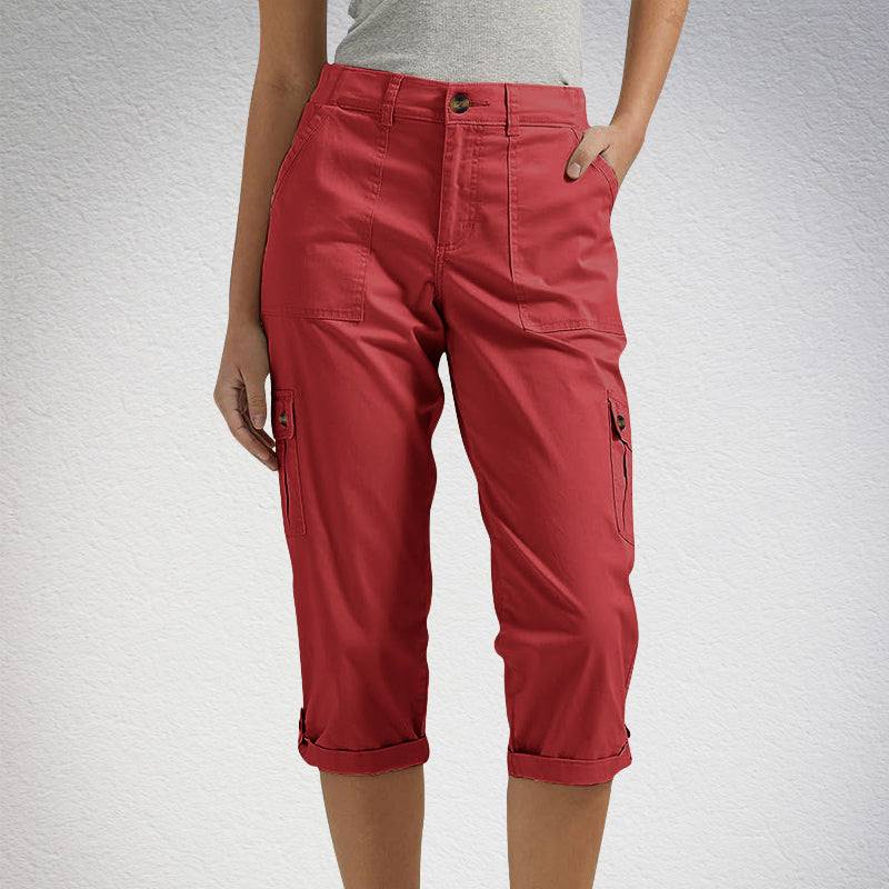 Ophiria - Dames capri cargo broek met meerdere zakken, casual pasvorm