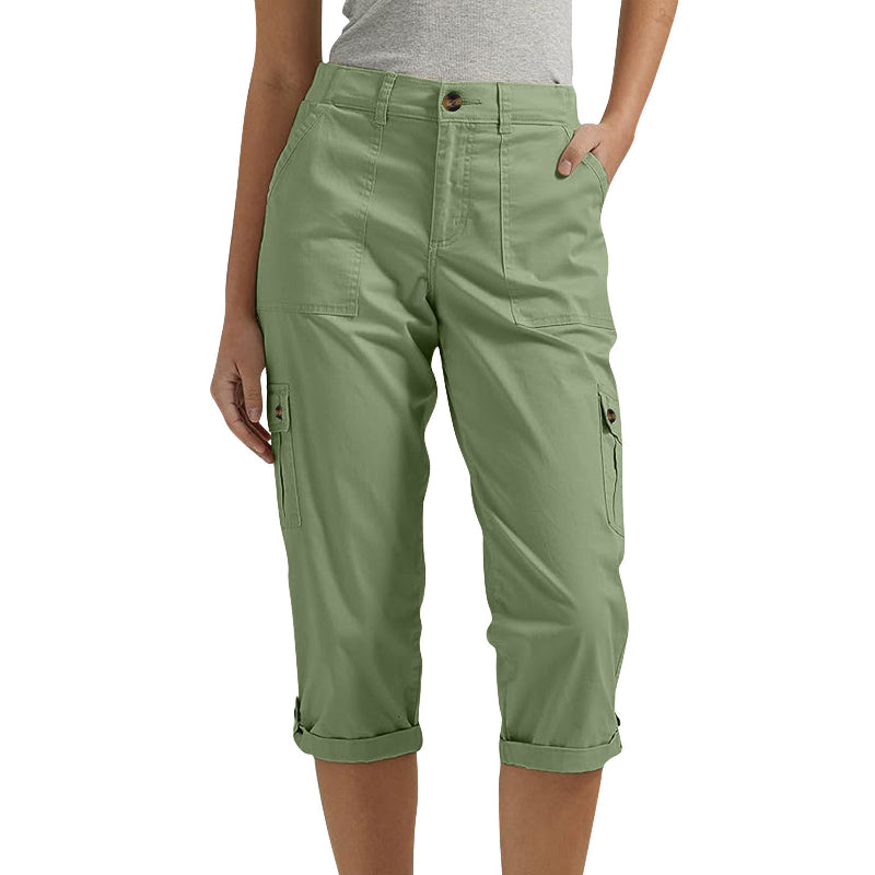 Ophiria - Dames capri cargo broek met meerdere zakken, casual pasvorm