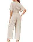 Sylenna - Dames jumpsuit met V-hals en brede benen met riem