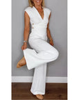 Bovirae - Elegante damesoutfit met V-hals en moderne vloeiende broek