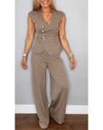 Bovirae - Elegante damesoutfit met V-hals en moderne vloeiende broek