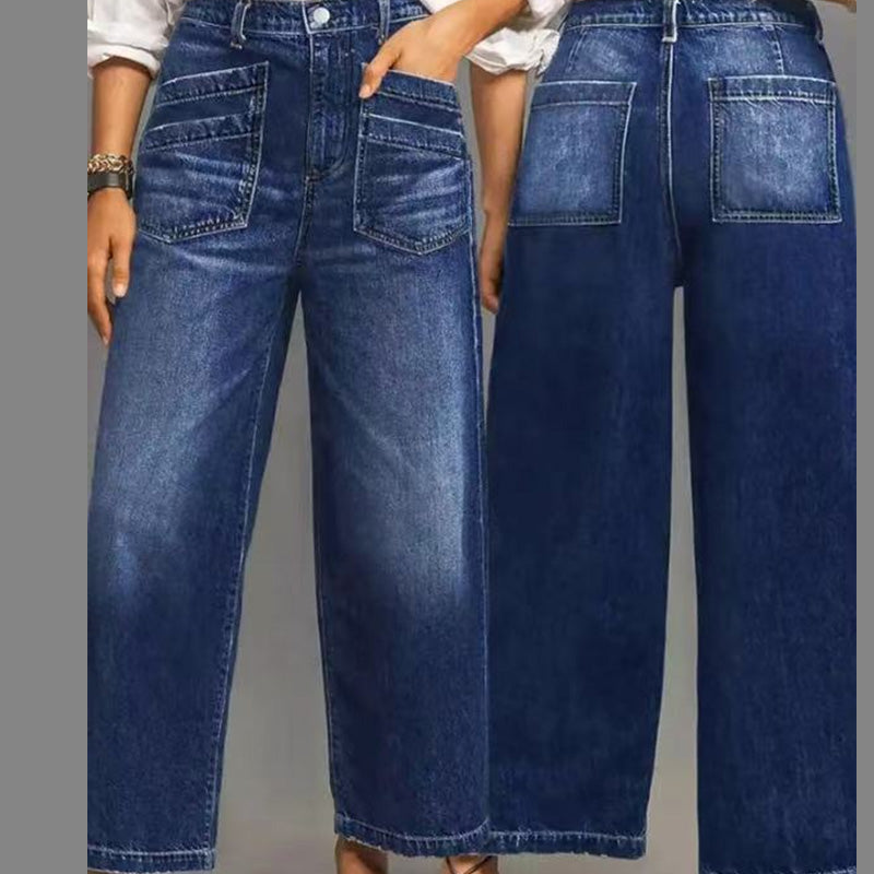 Rexelle - Dames Jeans Hoge Taille Wijde Pasvorm Denim Comfort &amp; Moderne Stijl