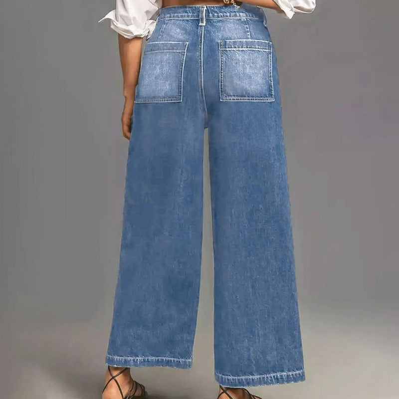 Rexelle - Dames Jeans Hoge Taille Wijde Pasvorm Denim Comfort &amp; Moderne Stijl