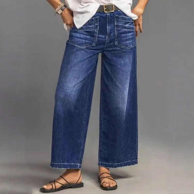 Rexelle - Dames Jeans Hoge Taille Wijde Pasvorm Denim Comfort &amp; Moderne Stijl