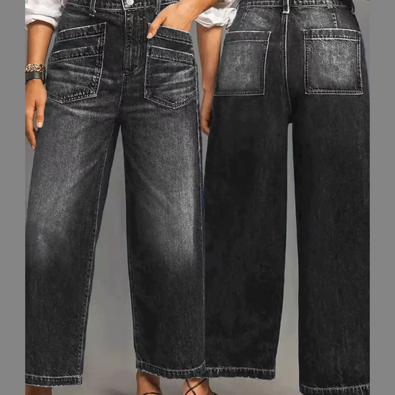 Rexelle - Dames Jeans Hoge Taille Wijde Pasvorm Denim Comfort &amp; Moderne Stijl