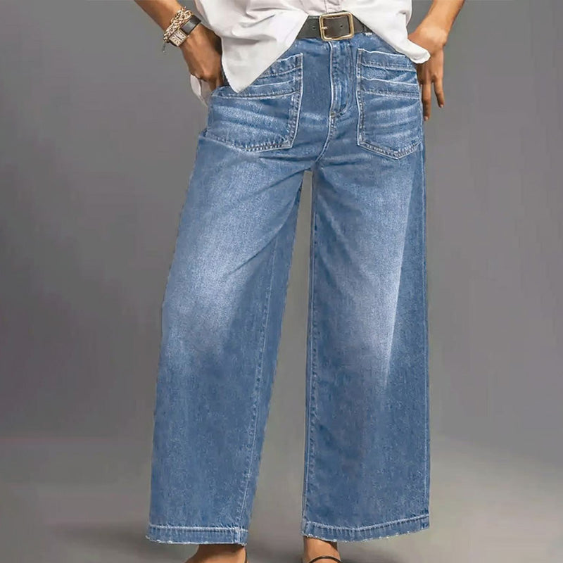 Rexelle - Dames Jeans Hoge Taille Wijde Pasvorm Denim Comfort &amp; Moderne Stijl