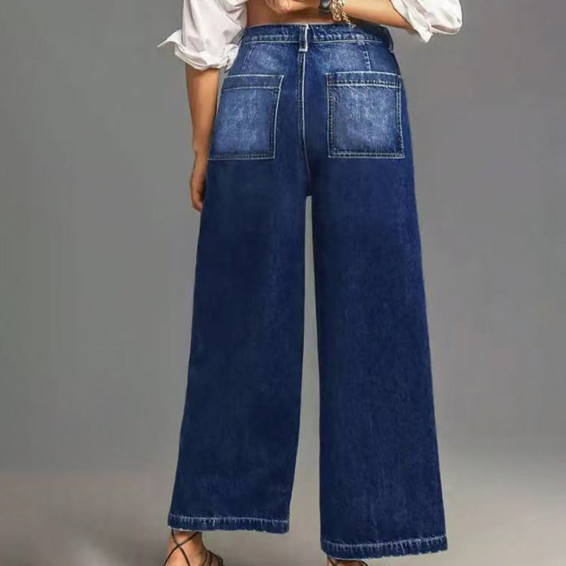 Rexelle - Dames Jeans Hoge Taille Wijde Pasvorm Denim Comfort &amp; Moderne Stijl