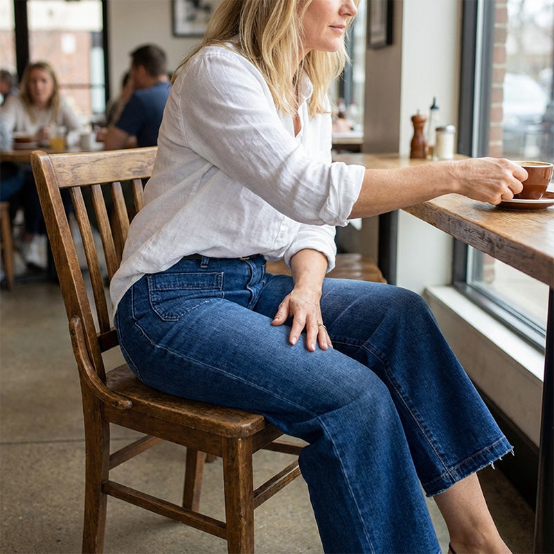 Rexelle - Dames Jeans Hoge Taille Wijde Pasvorm Denim Comfort &amp; Moderne Stijl