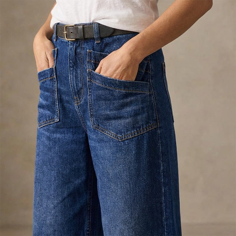 Rexelle - Dames Jeans Hoge Taille Wijde Pasvorm Denim Comfort &amp; Moderne Stijl