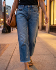 Cazira - Dames Jeans Rechstreeks Cropped Denim Moderne Comfort