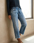Cazira - Dames Jeans Rechstreeks Cropped Denim Moderne Comfort
