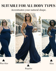 Jovixia - Dames jumpsuit met fijne bandjes luchtig wijde benen zomer