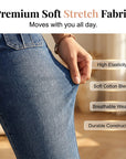 Hovelle - Dames Capri Broek Denim Stretch Aansluitende Pasvorm Midden Hoge Taille