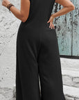 Azeloria - Dames zonder mouwen jumpsuit met brede pijpen en zakken