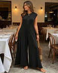 Azeloria - Dames zonder mouwen jumpsuit met brede pijpen en zakken