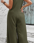 Azeloria - Dames zonder mouwen jumpsuit met brede pijpen en zakken