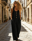 Beloria - Dames jumpsuit zonder mouwen met wijde benen en zakken