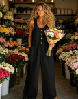 Beloria - Dames jumpsuit zonder mouwen met wijde benen en zakken