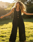 Beloria - Dames jumpsuit zonder mouwen met wijde benen en zakken