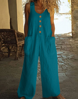 Beloria - Dames jumpsuit zonder mouwen met wijde benen en zakken
